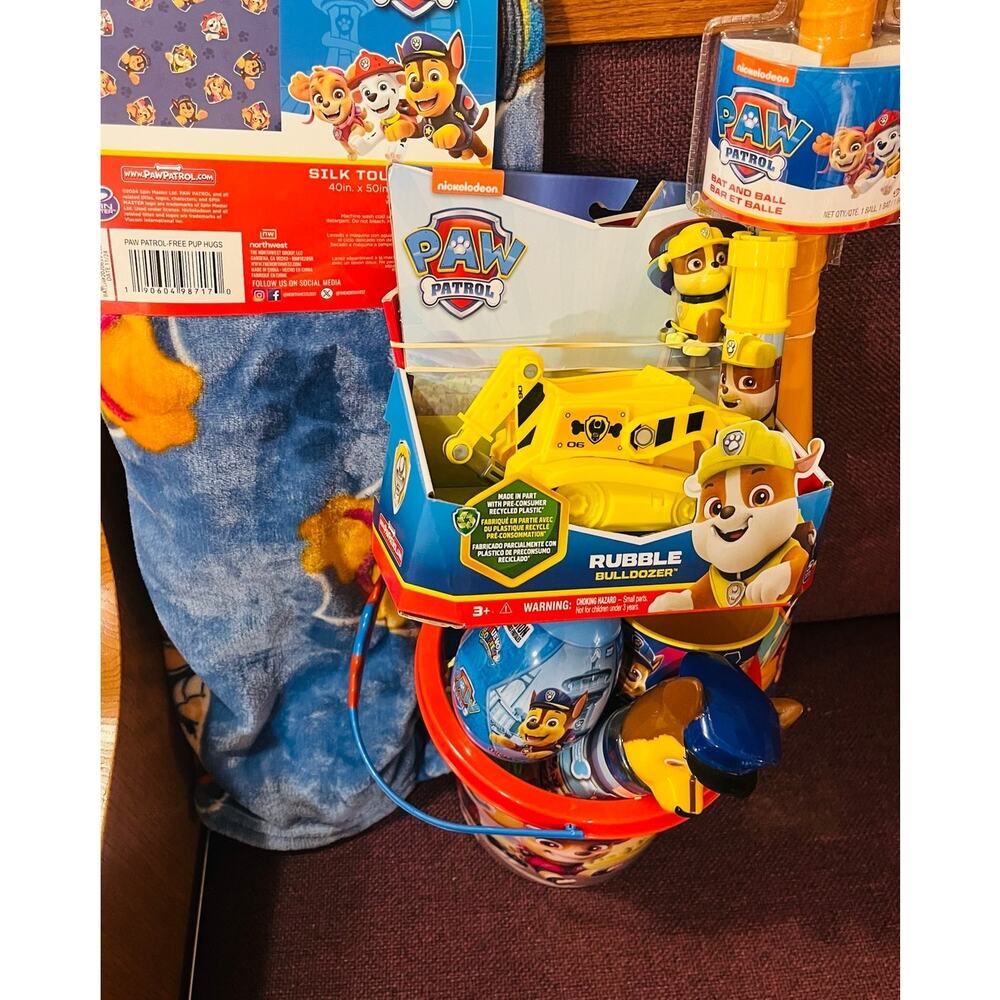 Paw patrol Easter adorable bundle 40 50 preschool throw sand Pail, bat and ball,